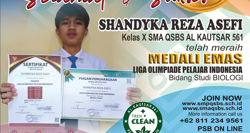 SANTRI SMA QSBS BERHASIL MENGGONDOL MENDALI EMAS DALAM KOMPETISI OLIMPIADE BIOLOGI LOPI 2021