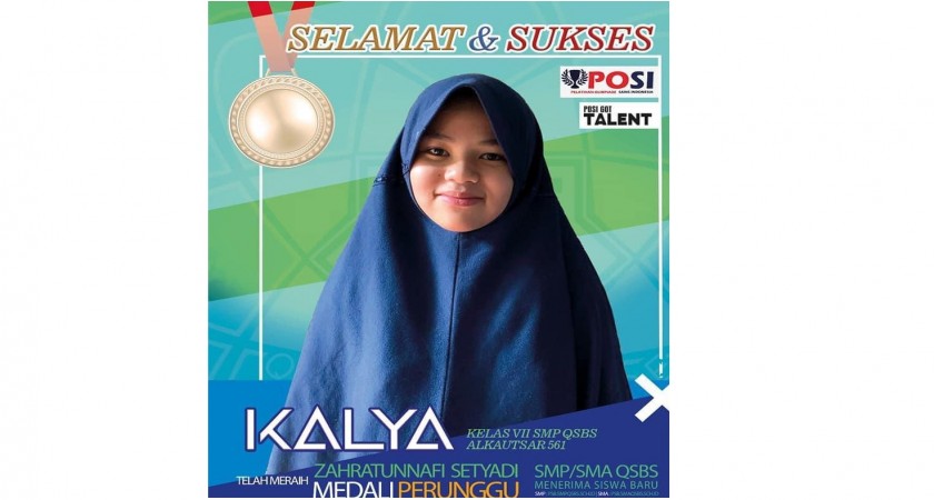 SISWA KELAS 7 JUGA BISA BERPRESTASI KALYA BERHASIL MENDAPATKAN MENDALI PERUNGGU DI USIA MUDA
